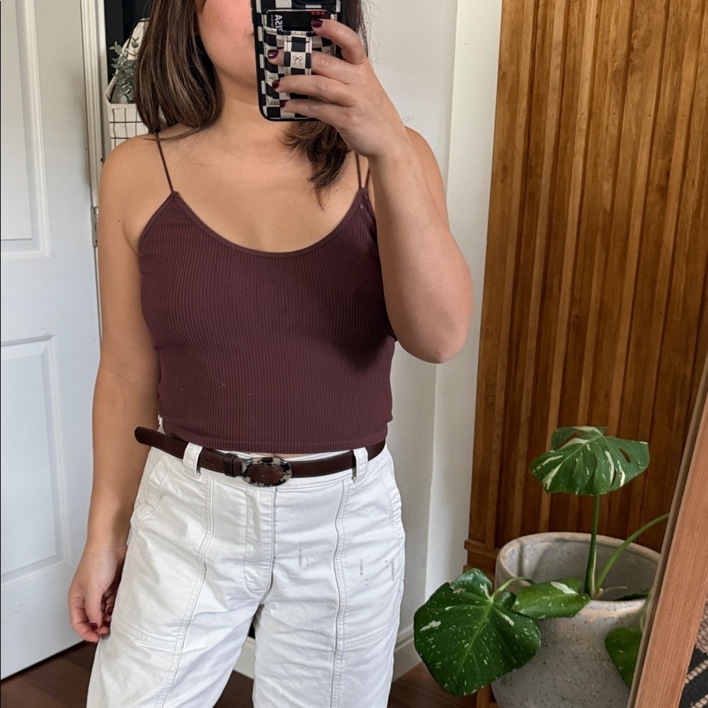 Zara ribbed brown cropped Strappy tank. M